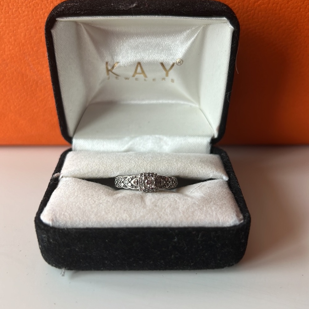 Diamond Cushion Promise Ring 1/10 ct tw Round-cut Sterling Silver